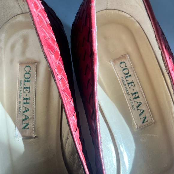 COLE HAAN Cognac tan leather woven slip on Handmade in Italy - Picture 7 of 8